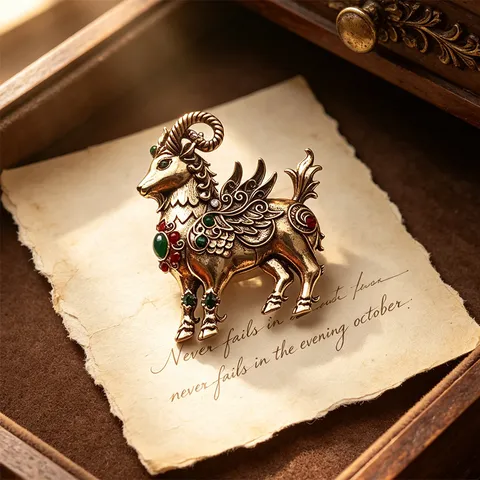Vintage Geflügeltes Widder Brosche Antik Gold Zinklegierung Mythische Schaf Anstecknadel Mit Bunten Strasssteinen Für Damen Herren Anzug Mantel Schmuck