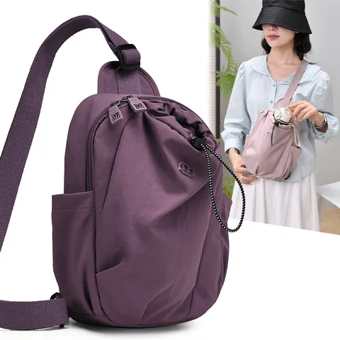 Women Nylon Crossbody Chest Bag Small Multi Pocket Waterproof Phone Shoulder Bag For Travel Casual Daily Purse