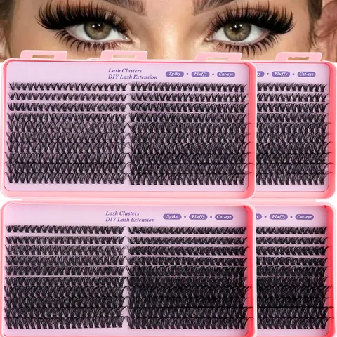Libro di Ciglia a Ciocche DIY Ciglia Singole Termosaldated Estensione Spiky Fluffy Cat Eye Ciglia Finte Naturali per Trucco Donna Accessori