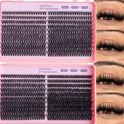 Libro di Ciglia a Ciocche DIY Ciglia Singole Termosaldated Estensione Spiky Fluffy Cat Eye Ciglia Finte Naturali per Trucco Donna Accessori
