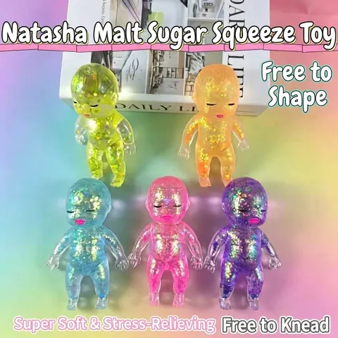 Maltose Glitter Baby Doll Squishy Toy Slow Rebound Stress Relief Fidget Toy Cute Cartoon Figure Decompression Toy Gift