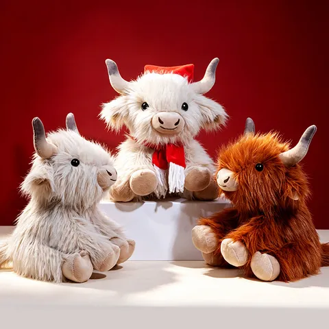 Simulation Highland Cow Plush Toy Cute Stuffed Animal Yak Doll Soft Fluffy Pillow Birthday Gift For Kids