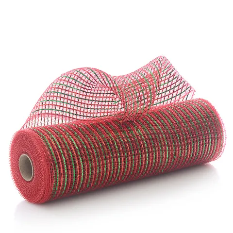 Poly Deco Mesh Ribbon For Christmas Tree Decoration Wreath Making Metallic Foil Craft Netting Floral Packaging Ribbon