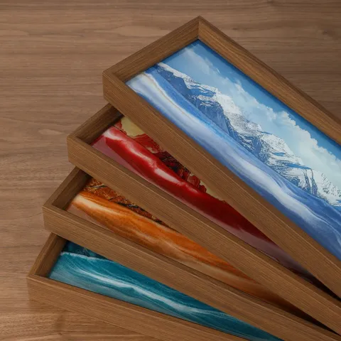 Peinture au Sable Mouvant 3D Paysage Art du Sable Cadre en Bois Image de Sable Mobile pour Bureau Salon Ornement de Table