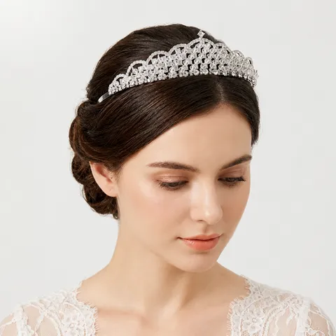 Vintage Palace Style Rhinestone Crown Tiara For Bride Wedding Prom Birthday Party Queen Luxurious Alloy Headpiece For Women