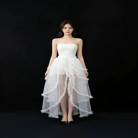 Damen Sexy Mesh Tüll Maxirock Gestufter Feder Rüschenrock Für Hochzeit Halloween Party Mode Polyester Halbrock