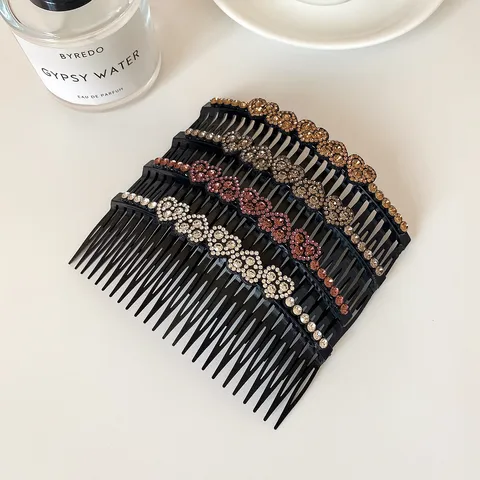 Pettine per Capelli a Cuore con Strass Stile Coreano Fatto a Mano in Resina Plastica Fermaglio per Capelli Fiore Elegante per Donna Decorazione