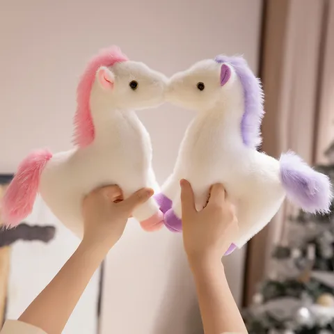 Simulation Regenbogen Pony Plüschtier Fohlen Puppe Weiches Stofftier Bunte Mähne Begleiter Geburtstagsgeschenk Für Kinder Jungen Mädchen