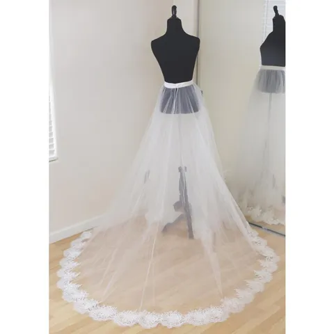 Removable Lace Embroidered Bridal Mesh Skirt Long Wedding Train For Photography Double Layer Polyester Tulle Skirt Women Accessory