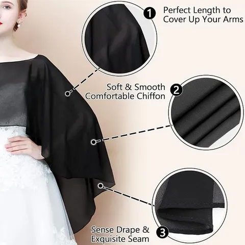 Women Elegant Chiffon Shrug Shawl Sun Protection Floral Pattern Round Neck Pullover Cover Up For Wedding Evening Party Dress Top