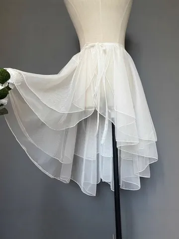 Women Layered Mesh Skirt High Low Irregular Wavy Hem Fairy Tulle Bottom For Performance Dance Party Sweet Ruffle Skirt
