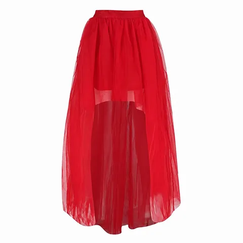 Women Mesh Tulle High-Low Skirt Irregular Layered Tutu Skirt For Party Cosplay Studio Photography Princess Style Bottom