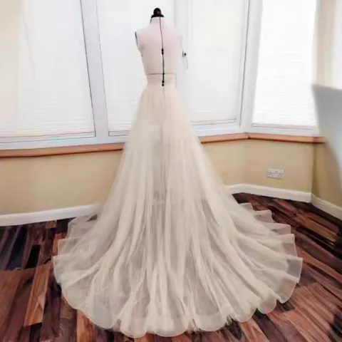 Detachable Double Layer Tulle Long Wedding Dress Train Skirt White Ivory Large Hem Bridal Wedding Gown Accessories For Women