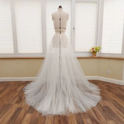 Women Detachable Shiny Double Layer Mesh Skirt Long Wedding Dress Overskirt Bridal Train For Photography Photography Clothing