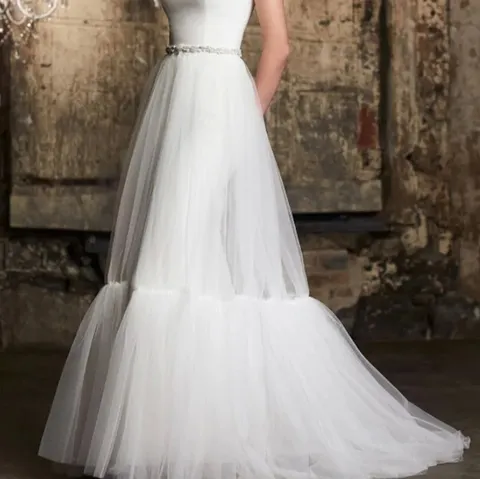 Elegant Women Bridal Wedding Detachable Overskirt Tulle Ball Gown Train Skirt For Photo Studio Wedding Party Dress Accessories
