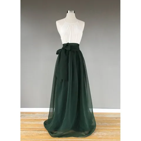 Dames Elegante Organza Midi Rok Met Strik Hoge Taille Feeënstijl Effen Kleur Gelaagde A-Lijn Rok Voor Fotografie Feest