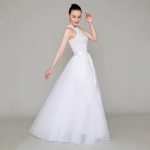 Women High Slit Tulle Skirt Polyester Tulle Tutu Skirt For Stage Performance Studio Photography Fairy Mesh Skirt Long Bottom