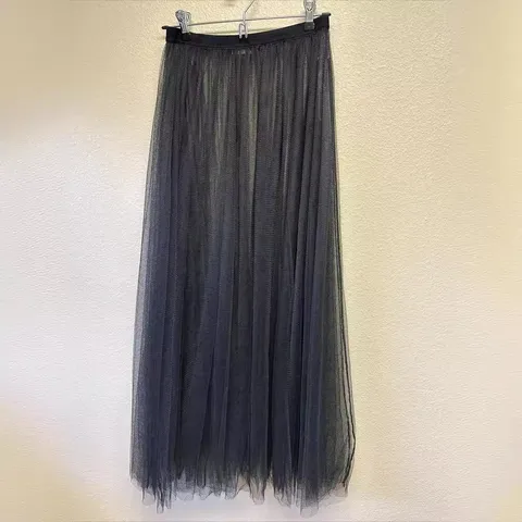 Women's High Waisted Mesh Maxi Skirt Tiered Polyester A-Line Tulle Tutu Skirt For Stage Performance Daily Streetwear