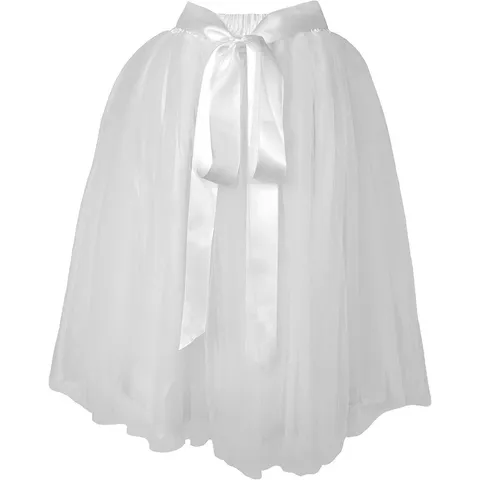 Women's Detachable Mesh Tulle Skirt Bow Tie Knot Knee Length Tutu Puff Skirt For Stage Performance Streetwear Fashion