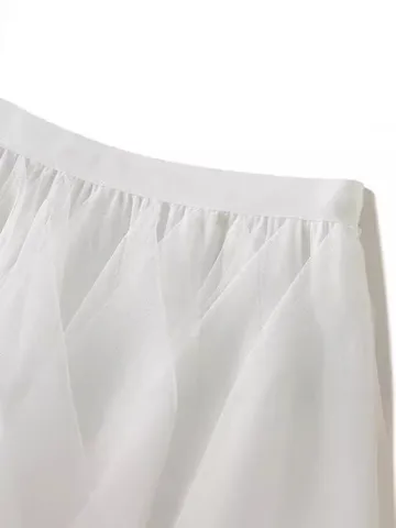 Women Girls Layered Mesh Tutu Skirt Polyester High Waist Tiered Cake Skirt For Party Daily Summer Casual Skirt Bottom
