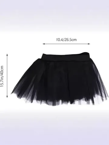 Women Sexy Elastic Waist A-Line Black Tulle Skirt Casual Puffy Mesh Tutu Mini Skirt Short Bottom For Everyday Wear
