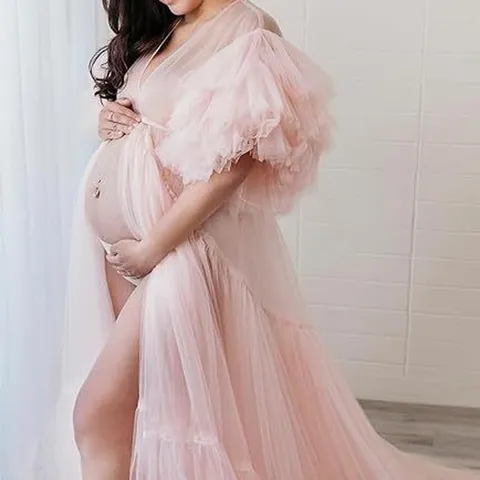 Sweet Maternity Photography Dress Long Tail Mesh Spandex Tulle Tutu Gown For Pregnancy Photography Studio Shooting Photo Props Dress