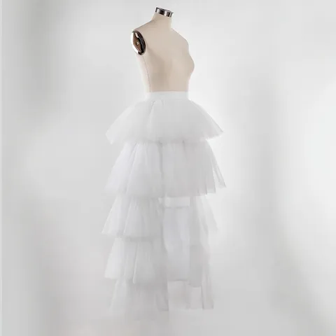 Dames Sexy Mesh Patchwork Gelaagde Tutu Lange Rok Hoge Taille Tule Plooirok Paraplu Rok Casual Elegant Feest Clubwear Onderkant
