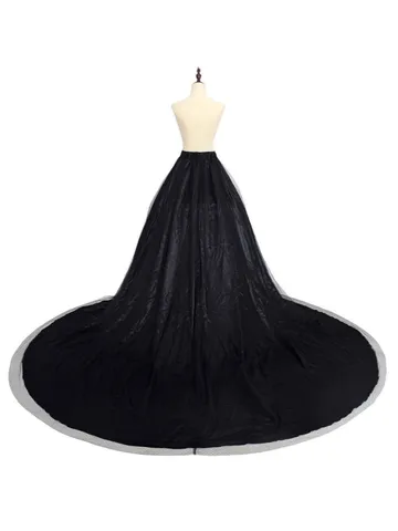 Women Vintage High Waist Mesh Skirt High-Low Tulle Skirt With Long Train For Classical Dance Large Swing Polyester Bottom