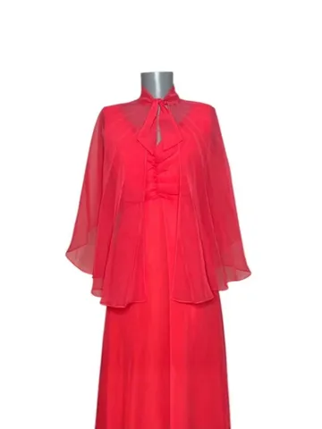 Chinese Stijl Retro Polyester Chiffon Jurk En Sjaal Set Voor Vrouwen Elegant Effen Kleur Vloeiend Top And Bottom Zomerjurk