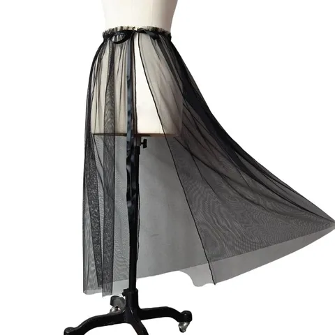 Dames High Waist Mesh Midi Rok Semi-Transparante Enkellaagse Tule A-lijn Rok Elegant Kant Onderstuk Voor Feest Casual Wear
