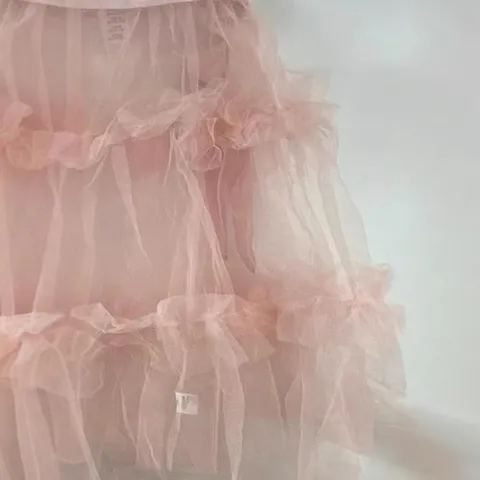 French Vintage Sweet Layered Mesh Midi Skirt Women Summer High Waist Irregular Ruffle Cake Skirt Solid Color Polyester Bottom