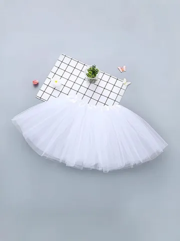 Women Elegant Short Tulle Tutu Skirt Multi Layered Mesh Petticoat Solid Color High Waist Bottom For Cosplay Dance Performance