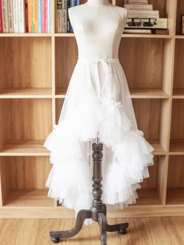 Women Ruffled Mesh Petticoat Bridal Wedding Dress Tutu Skirt Fluffy Layered Tulle Underskirt White Black Sweet Fashion
