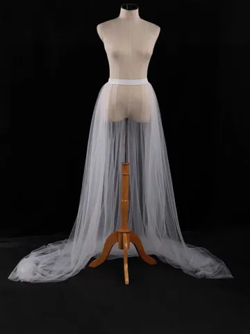Women Detachable Mesh Tulle Skirt Train For Wedding Accessory Performance Photography Double Layer Perspective Bottom Skirt