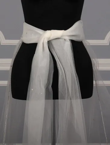 Long Trailing Mesh Bridal Overskirt European Style Single Layer White Ivory Wedding Dress Outerwear Photography Props Skirt