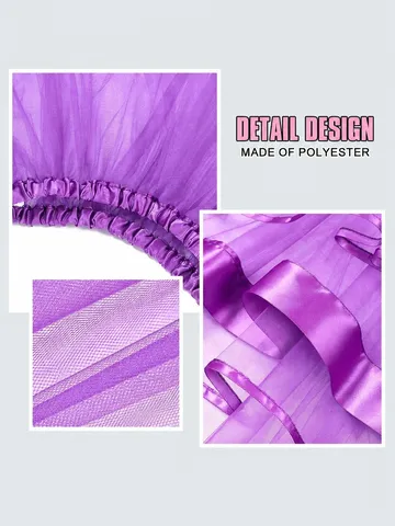 Women High-Low Tulle Skirt Double Layer Elastic Waist Mesh Tutu Costume For Halloween Party Performance Sweet Layered Skirt