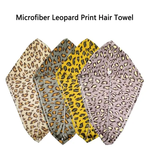 Microfiber Leopard Print Dry Hair Cap Quick Drying Thickened Absorbent Hair Towel Wrap Cap For Women Bathroom