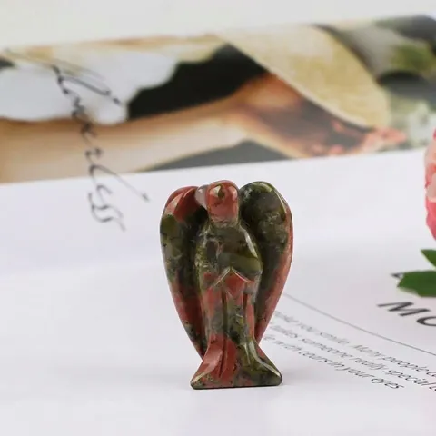 Figurine d'Ange Sculptée en Pierre de Cristal Naturel Ornement d'Ange de Poche de Guérison pour Décoration de Maison et de Bureau