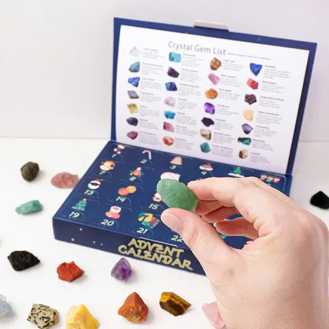 Kerst Kristal Adventskalender Aftellen Edelsteen Blind Box Ruwe Steen Mineralen Exemplaar Kinder Vakantie Cadeau