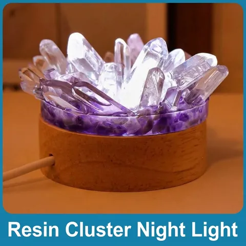 Veilleuse USB en Cristal Naturel Améthyste Citrine Pierre Brute Lampe d'Ambiance de Chevet Chambre Décoration