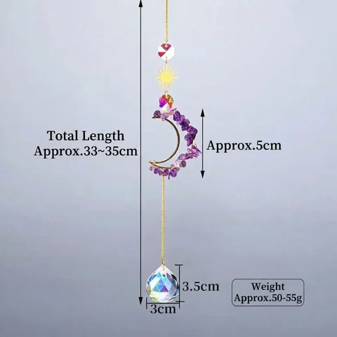 Natuurlijk Kristal Grind Holle Maan Zon Vanger Windspel Hangend Ornament Edelsteen Genezing Huis Decor Raam Hanger