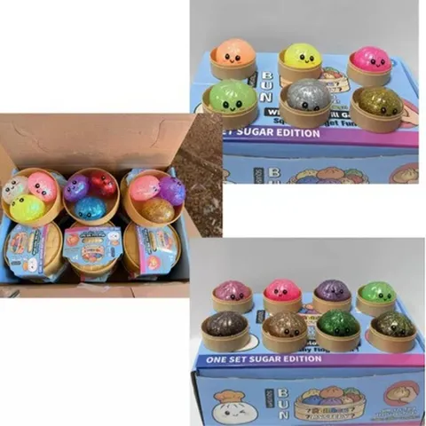 Simulation Bun Squishy Toy Slow Rising Glitter Ball Steamed Stuffed Bun Decompression Vent Toy Stress Relief Fidget Toy