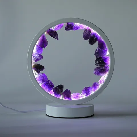 Lámpara de Mesa LED de Cristal Natural de Piedra Bruta Luz Nocturna Creativa Espécimen Mineral Decoración de Mesita de Noche