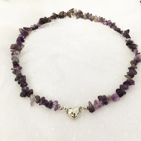 Natural Stone Heart Magnetic Clavicle Chain Necklace Irregular Gravel Beaded Ethnic Style Fashion Jewelry Gift For Women