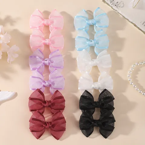Barrettes à Cheveux Nœud en Organza Double Couche pour Filles Style Princesse Douce Accessoires de Coiffure pour Bébé et Enfant