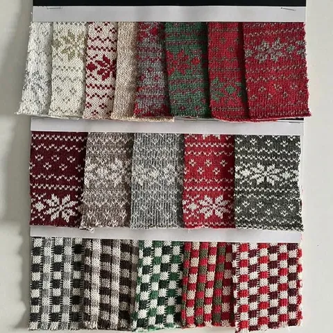 Tela Tejida Jacquard Copo de Nieve de Navidad Material para Juguetes de Mascotas y Manualidades de Fiesta Mezcla Poliéster Algodón