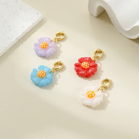Macaron Mini Daisy Ceramic Gold-Plated Copper Flower Charm Pendant For DIY Jewelry Making Keychain Bag Accessories For Women