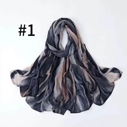 Women Long Satin Scarf Gradient Wide Striped Lightweight Breathable Shawl Fashion Casual Head Scarf Neck Scarf
