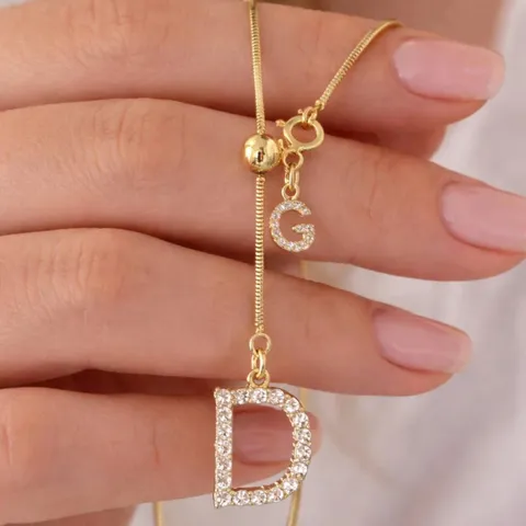 Collar de Inicial de Cobre y Strass de Lujo para Mujer Colgante de Letra Micro Pave Chapado en Oro Cadena de Clavícula Ajustable Regalo de Joyería