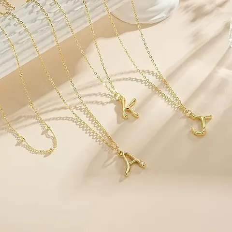 Collar de Doble Capa con 26 Letras Iniciales para Mujer Colgante de Cobre Oro Strass Joyería Minimalista Francesa Retro